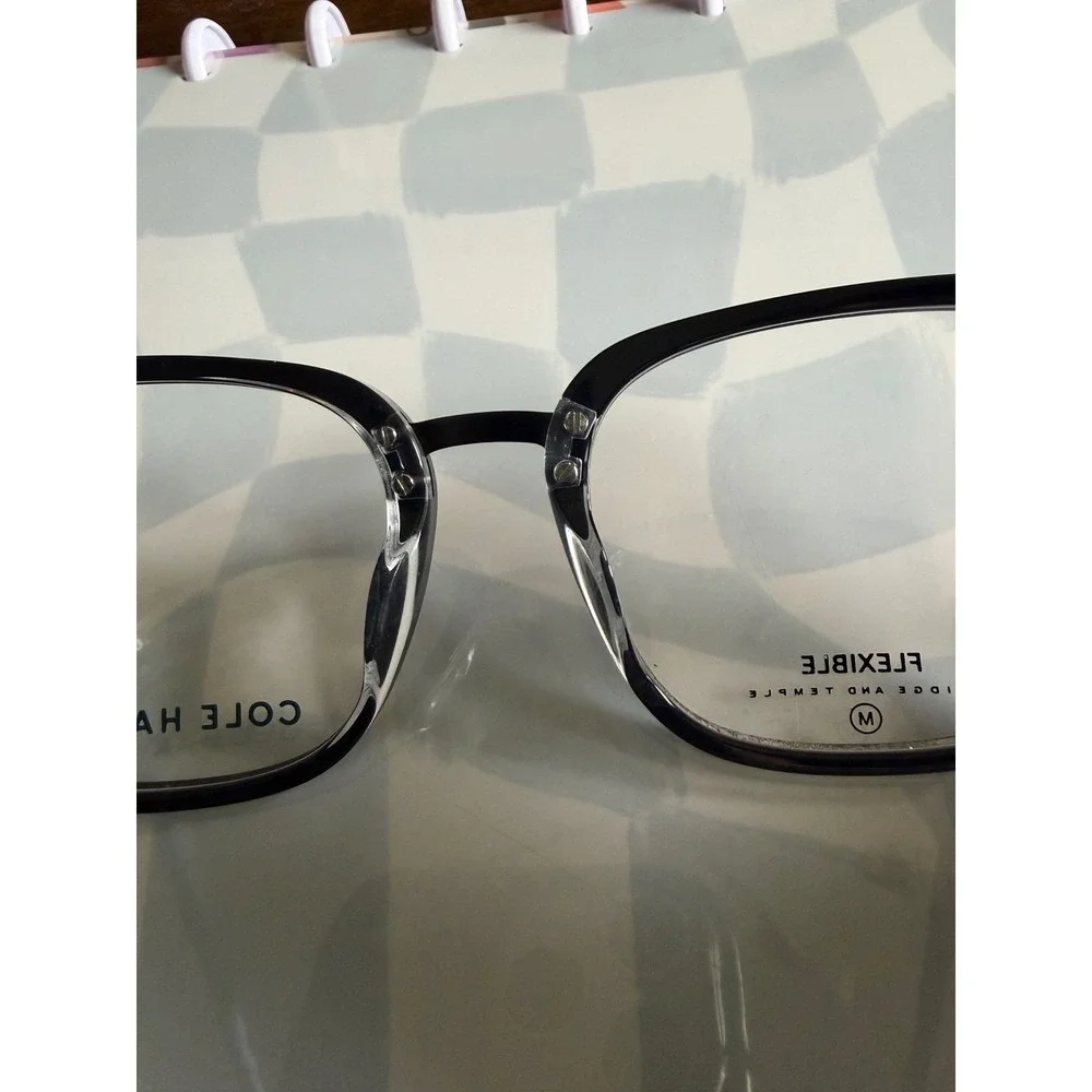 Cole Haan Zerogrand CH4523 Black Blue Square Eyeglasses Frames 52-19-140‎ Case